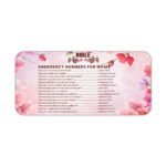Infidu floral desk pad with soft pink and lavender blooms, featuring Bible emergency numbers for women on a light pink gradient background