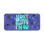 Infidu desk pad with “Out of Single Digits I’m 10” quote, peace sign, and playful floral patterns in vintage art style.