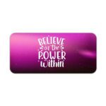 Purple gradient desk pad with sparkles and the quote “Believe in the power within” in white lettering, styled with vintage art flair.