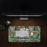 Infidu Bold Desk Pad with fierce quote, leopard and skull pattern, vintage art-inspired.