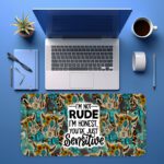 Infidu Bold Desk Pad with fierce quote, leopard and skull pattern, vintage art-inspired.