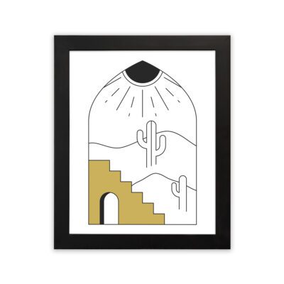 Infidu Minimalist Wall Art Desert Line Illustration Frame – Decor - mla153