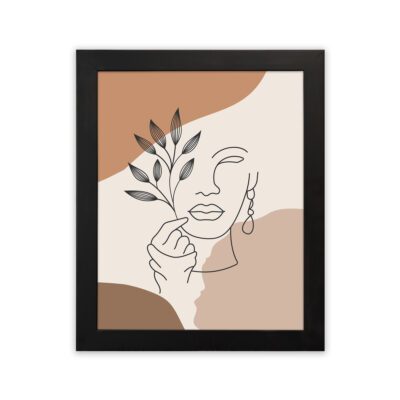 Infidu Minimalist Wall Art Face Line Botanical Frame - Modern Decor - mla102