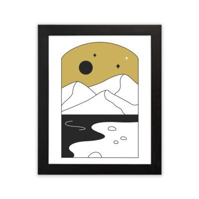 Infidu Minimalist Wall Art Night Mountain Line Frame – Modern Decor - mla155