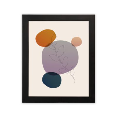 Infidu Minimalist Wall Art Abstract Circles Leaf Frame Modern Decor - mla117