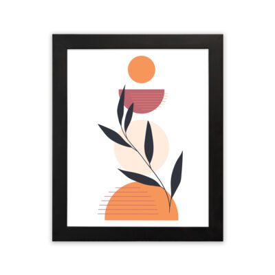 Infidu Minimalist Wall Art Leaf Circle Frame Modern Abstract Decor - mla172