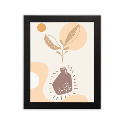Infidu Minimalist Wall Art Vase Leaf Frame Warm Modern Decor - mla176
