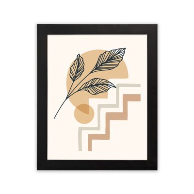 Infidu Minimalist Wall Art Leaf Geometric Frame Modern Decor - mla177