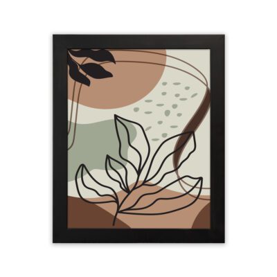 Infidu Minimalist Wall Art Abstract Leaf Frame Earthy Layered Decor - mla144