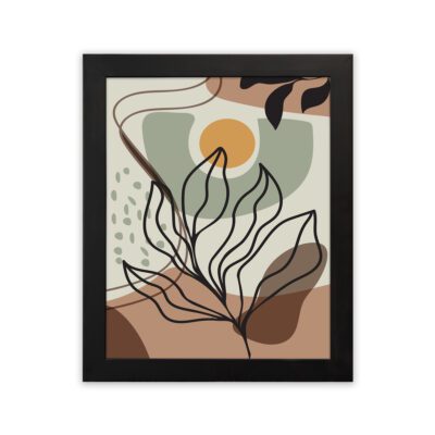 Infidu Minimalist Wall Art Abstract Leaf Sun Frame Earthy Decor - mla145
