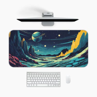 Infidu Retro Space Landscape Desk Mat Planet Valley Design - mpd988