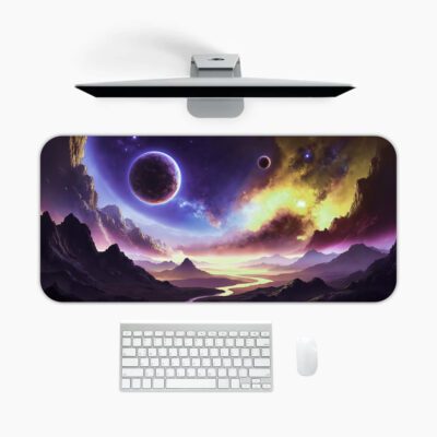 Infidu Dreamy Galaxy Valley Desk Mat Purple Cosmic Landscape Design - mpd989