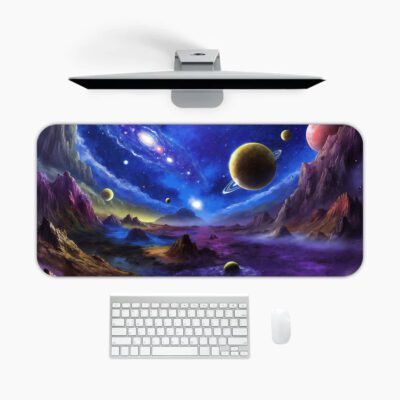 Infidu Galaxy Landscape Desk Mat Planets Space Art - mpd1002
