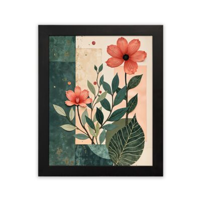 Infidu Floral Leaf Wall Art Aesthetic Framed Home Decor - Kotart Aesthetic Modern Art - kma02