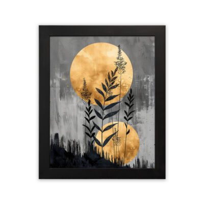 Infidu Golden Moon Leaf Wall Art Modern Aesthetic Frame - Kotart Aesthetic Modern Art - kma13