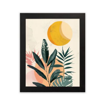 Infidu Tropical Leaf Sun Wall Art Framed Aesthetic Decor - Kotart Aesthetic Modern Art - kma26