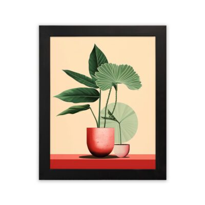 Infidu Red Vase Plant Wall Art Framed Aesthetic Home Decor - Kotart Aesthetic Modern Art - kma27