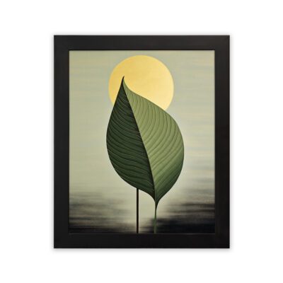 Infidu Minimalist Green Leaf Wall Art Framed Modern Decor - Kotart Aesthetic Modern Art - kma33