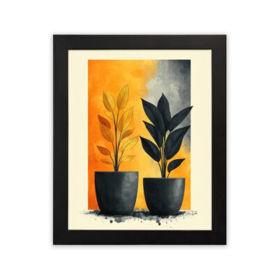 Infidu Modern Dual Plant Wall Art Framed Abstract Home Decor - Kotart Aesthetic Modern Art - kma36