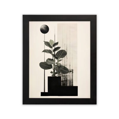 Infidu Modern Black Leaf Wall Art Framed Minimalist Home Decor - Kotart Aesthetic Modern Art - kma37