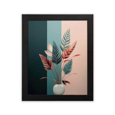 Infidu Modern Leaf Vase Wall Art Framed Minimalist Home Decor - Kotart Aesthetic Modern Art - kma38