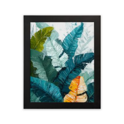 Infidu Green Blue Tropical Leaf Wall Art Modern Frame - Kotart Aesthetic Modern Art - kma05