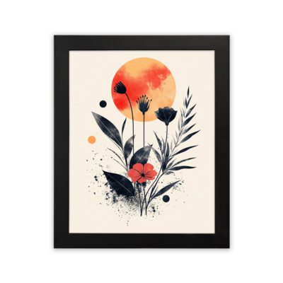 Infidu Modern Floral Moon Wall Art Framed Aesthetic Home Decor – Kotart Aesthetic Modern Art - kma50