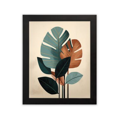 Infidu Modern Tropical Leaf Wall Art Framed Botanical Home Decor - Kotart Aesthetic Modern Art - kma44