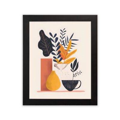 Infidu Modern Abstract Vase Leaf Wall Art Framed Home Decor - Kotart Aesthetic Modern Art - kma45